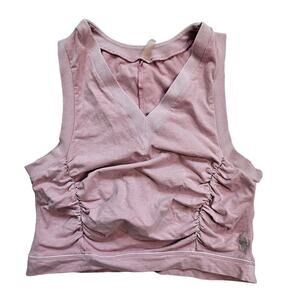 Free People Movement Dusty Rose Pink Ruched Vneck Active Wear Tank Top Medium